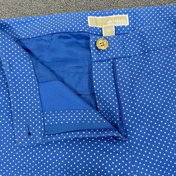 Michael Michael Kors Polkadot Crop Chino Pants Blue White 10 Cotton Twill - Picture 8 of 15